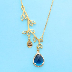 Personalizado, Vidrio, Carta, Inicial, De Lado, Rama, Árbol, Lariat, Oro, Plata, Collar, Cumpleaños, Amistad, Mamá, Regalo, Joyería