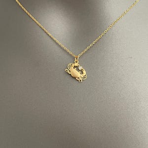 Crab Necklace – Gold-Plated Ocean-Inspired Pendant with Crystal Accent | Coastal Jewelry | Zodiac Cancer Gift | Nautical Charm Necklace