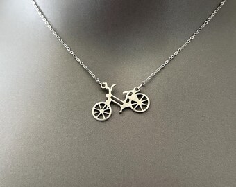 Bicycle Necklace, Gold/Silver Stainless Steel Bike Pendant, Cyclist Necklace, Cycling Jewelry Gift for Her