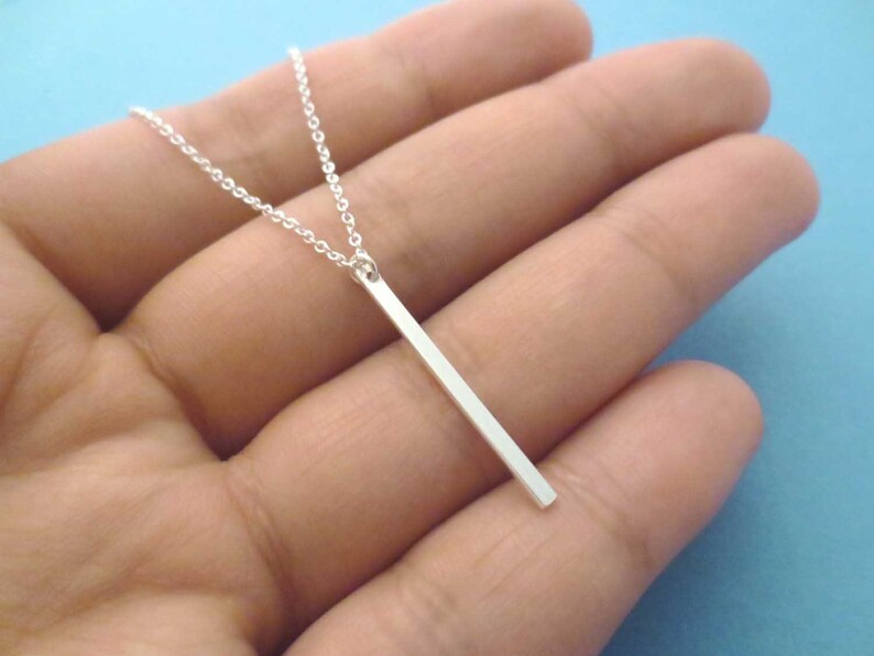 Beautiful Sterling Silver Vertical Bar Necklace Modern Etsy