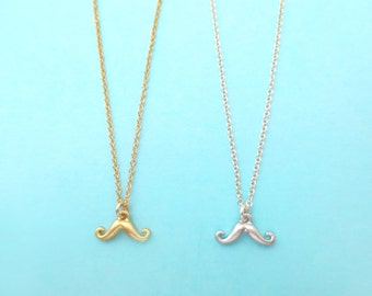 Mustache, Gold filled, Sterling silver chain, Necklace, Mustache, Beard, Necklace, Birthday, Friendsihp, Mom, Sister, Gift, Jewelry