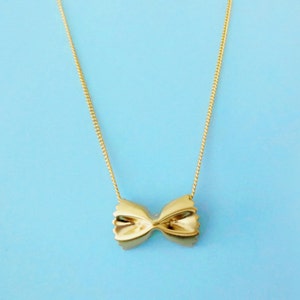 Cute gift Pasta necklace Farfalle necklace Ribbon necklace Gold Silver Rose gold necklace Boyfriend gift Girlfriend gift Birthday gift image 2