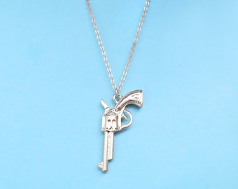 Gun, Gold, Silver, Necklace, Gun, Jewelry, Long, Chain, Necklace, Birthday, Friendship, Gift, Jewelry