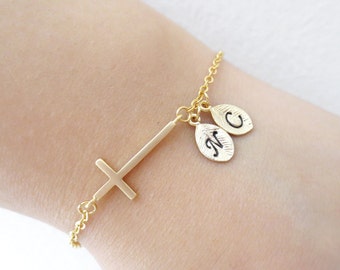 Personalized jewelry 0-4 Initial bracelet Cross bracelet Custom jewelry Gift for Anniversary Gift for birthday Gift for men Gift for women