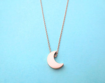 Crescent moon necklace, Rose gold necklace, Half moon necklace, Crescent necklace, Christmas present, Mother in law present, Wife present