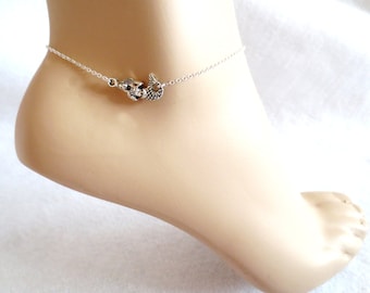 Mermaid anklet Silver anklet Ariel anklet Adjustable anklet Ankle jewelry Gift for women Gift for daughter Gift for graduation