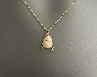 Scarab Beetle Necklace – Symbolic Insect Pendant in Gold or Silver | Boho Nature-Inspired Jewelry | Good Luck Talisman for Her