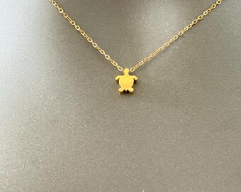 Turtle Pendant Necklace – Gold Plated Charm Jewelry | Cute Sea Turtle Necklace | Minimal Ocean Lover Gift, Animal Nature Jewelry