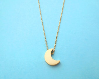 Crescent moon necklace, Half moon necklace, Gold necklace, Pendant necklace, Charm necklace, Birthday present, Christmas present