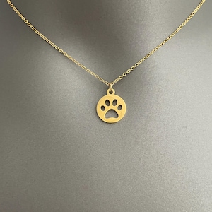 Pfotenabdruck Pfoten Abdruck Halskette in Goldfarben | Zierliche Tier Anhänger | Hunde Mama Geschenk | Haustier-Memorial Anhänger | Jeden Tag Gold Halskette