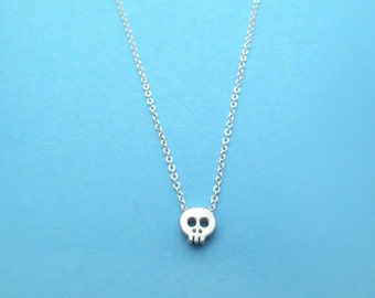 Cute necklace Skull necklace Skeleton necklace 14K Gold filled Sterling silver chain necklace Minimal necklace Gift for her