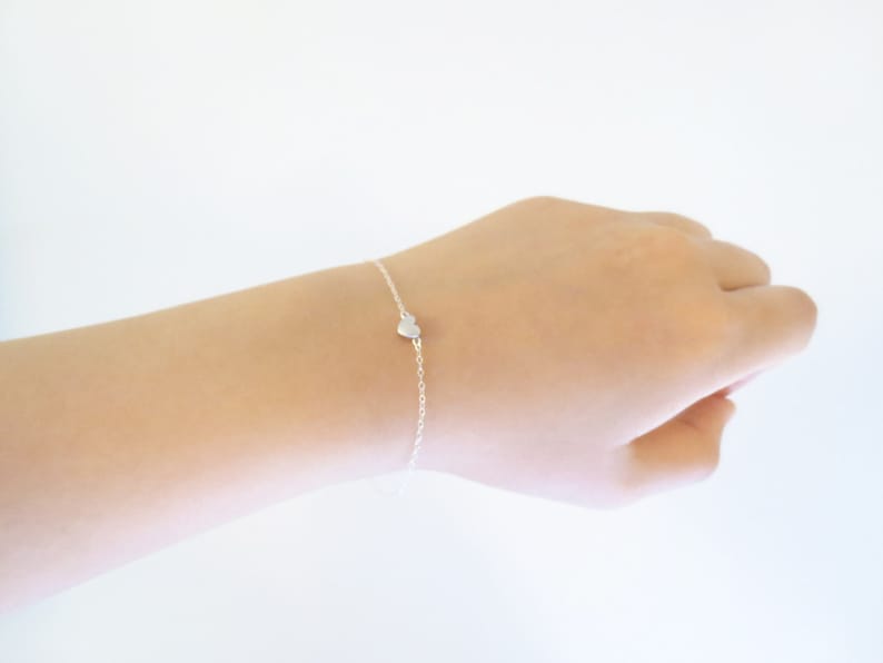 Birthday Dainty Christmas Jewelry Love Mom Gold filled Jewelry Heart Bracelet Gift Sterling silver chain Friendship Tiny