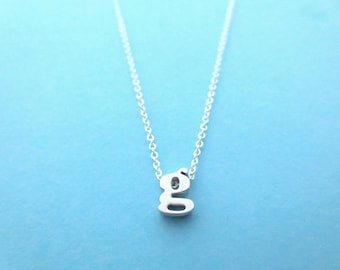 Personalized initial silver necklace, Lower case initial necklace, Small letter necklace, Simple initial pendant necklace, Custom jewelry