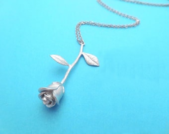 Lovely, Silver, Rose, Necklace, Romantic, Night, Flower, Necklace, Birthday, Friendship, Mom, Sister, Gift, Jewelry