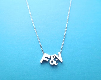 Personalized, Letter & Letter, Initial, Gold, Silver, Necklace, Capital letter, Upper case, Jewelry, Birthday, Christmas, Gift, Jewelry