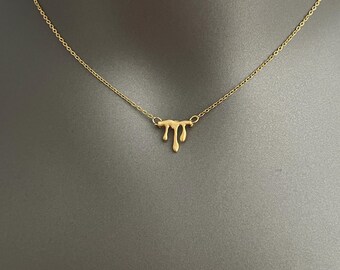 Gold Drip Pendant Necklace – Minimalist Melt Design | 14K Gold Plated | Modern Dainty Necklace for Women | Everyday Jewelry Gift