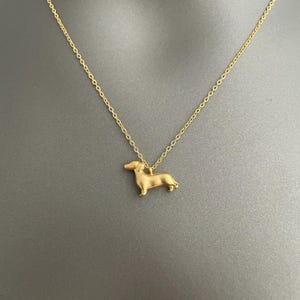 Dackel Halskette - Dackel Anhänger vergoldet | Süßer Minimalistischer Haustier Schmuck | Geschenk für Hundeliebhaber | Dackel Anhänger Halskette