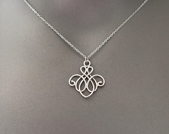 Collar Art Nouveau, collar con colgante de filigrana de oro o plata, joyería de inspiración vintage, regalo para ella.