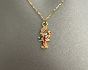 Kreeft-bedelketting – nautische hanger in goud of zilver | Op de oceaan geïnspireerde statement-sieraden | Eigenzinnig cadeau voor haar