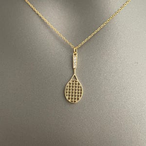 Gold Tennis Racket Necklace – Sports Lover Jewelry | Athletic-Inspired Pendant | Minimalist Charm | Gold or Silver Plated | Gift for Her