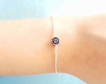 Belle rose bracelet, Vintage style flower bracelet, Silver bracelet, Dainty petit bracelet, Gift for her Gift for women Gift for grandma