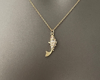 Koi Gold Fish Necklace – Gold-Plated Koi Fish Pendant | Symbolic Japanese Fish Jewelry | Minimalist Lucky Charm Necklace | Good Fortune
