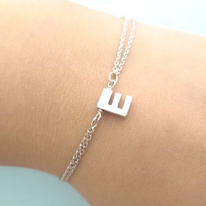 Personalized, Capital letter, Initial, Double layering chain, Gold, Silver, Bracelet, Birthday, Friendship, Valentine, Gift, Jewelry