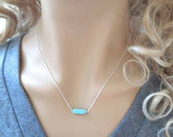 Turquoise necklace Square necklace Gold filled Sterling silver chain necklace Gift for Mom Gift for Grandma Gift for her