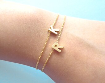 Personalized Bracelet/ Anklet Initial bracelet Letter anklet Capital letter initial jewelry Personalized jewelry Birthday Friendship gift