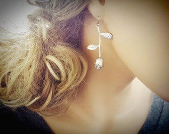 Bloei, Goud, Zilver, Rose goud, Oorbellen, Bloem, Drop, Oorbellen, Verjaardag, Vriendschap, Moeder, Zus, Bruiloft, Geschenk, Sieraden, Roos