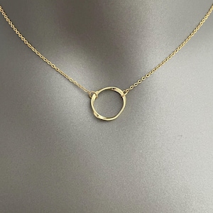 Gold Circle Necklace – Minimalist Everyday Jewelry | Dainty Gold Plated Pendant | Simple Round Necklace | Meaningful Gift for Her