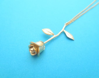 Rose, Flower, Gold, Necklace, Modern, Flower, Necklace, Birthday, Friendship, Mom, Sister, Gift, Jewelry