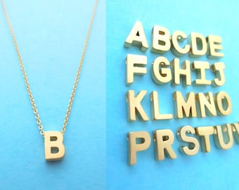 Personalized, Capital letter, Initial, Gold filled chain, Necklace, Upper case, Initial, Birthday, Friendship, Lovers, Gift, Jewelry