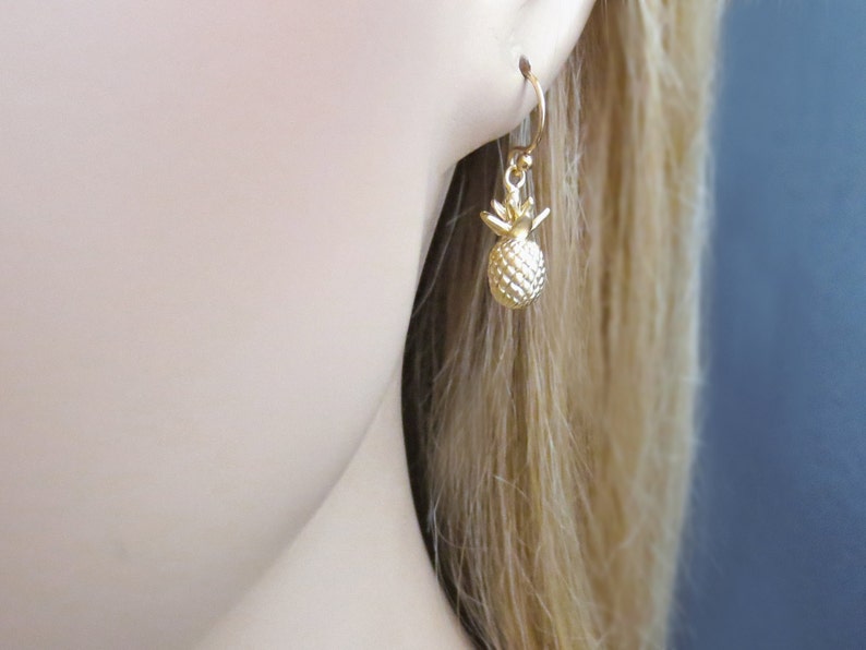 Gift Earrings Gold filled hooks Sister Jewelry Mom Jewelry Birthday Jewelry Pineapple Fruit Friendship Lovely