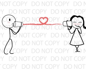 SVG Girl Boy Phone Love Digital Download