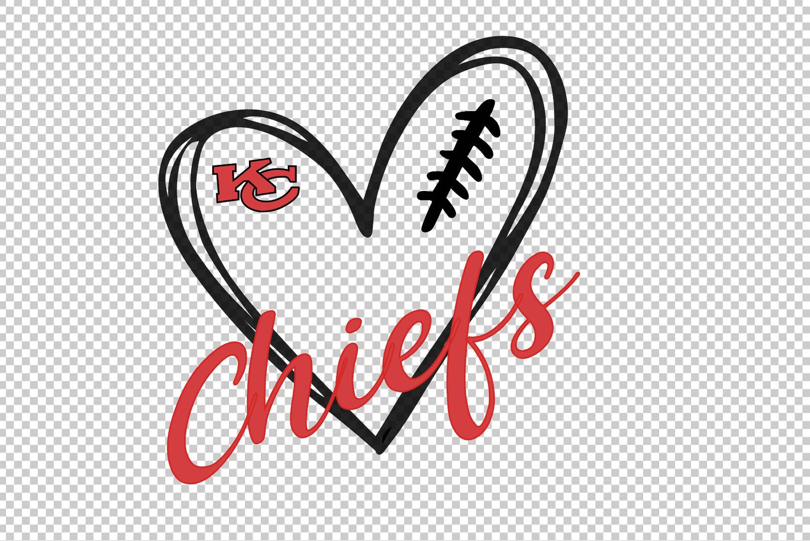 KC Chiefs Football Heart SVG Digital Download | Etsy
