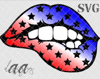 Patriotic Lips SVG, Lips SVG, Star Lips SVG, Layered Lips svg