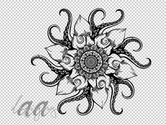 Drawing & Illustration tentacle svg Mandala SVG car decal svg Octopus