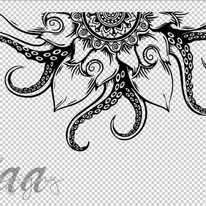 Half Mandala SVG, Mandala SVG, Octopus SVG, tentacle svg, flower svg, car decal svg