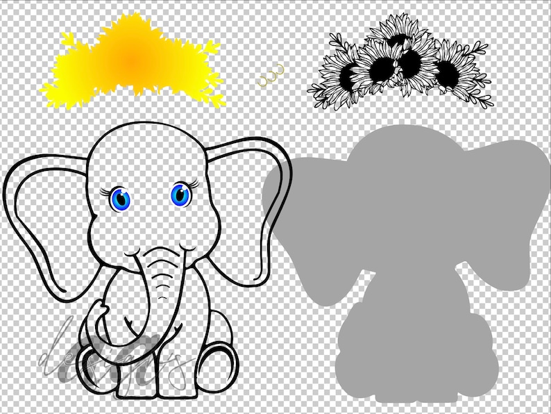 Elephant SVG Sunflower SVG Personalized SVG Nursery svg | Etsy