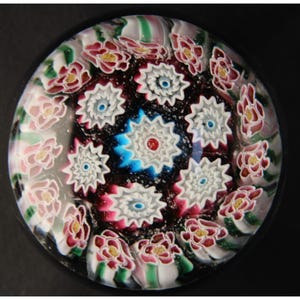 Vintage Italian Millefiori Glass Paperweight Handmade Art Glass Collectible 3&quot; Diameter