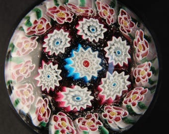 Vintage Italian Millefiori Glass Paperweight Handmade Art Glass Collectible 3" Diameter