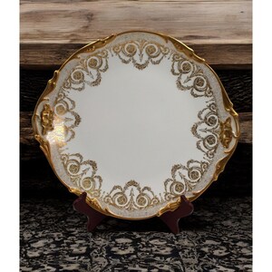 Antique Limoges France Gold Gilt Porcelain Platter 12"