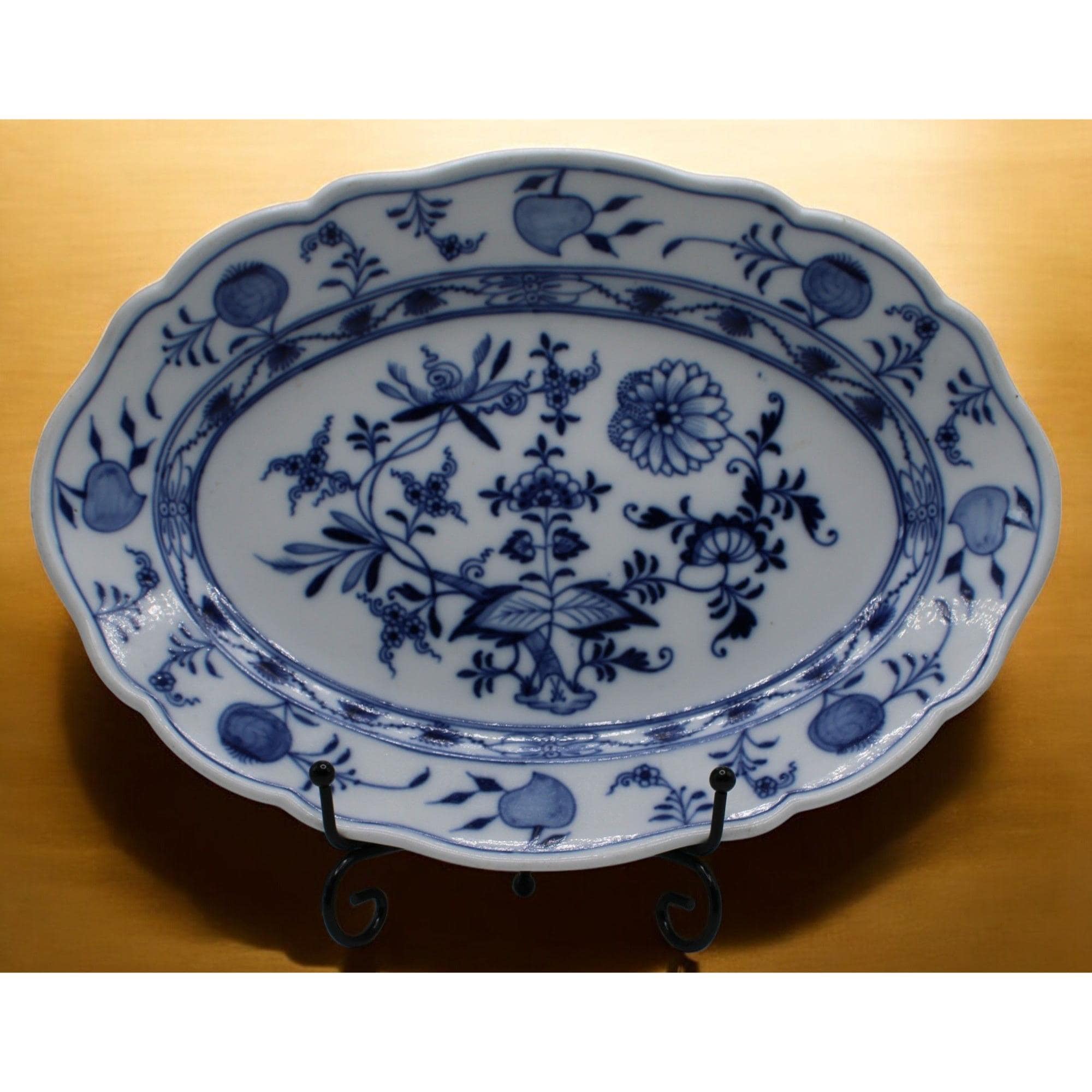 食器 Meissen, antique Antique Meissen Blue Onion Porcelain Platter: 19th Century German