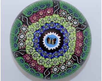Perthshire Millefiori Butterfly Paperweight Scotland Vintage Glass
