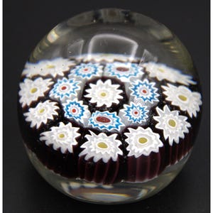 Vintage Millefiori Art Glass Paperweight | Floral Design | Collectible Desk Decor