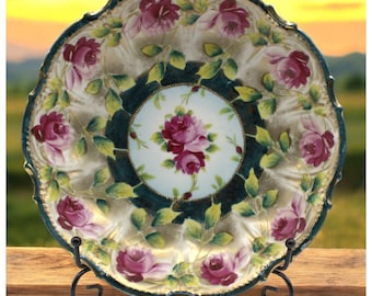 Vintage Hand-painted Nippon Bowl, Roses and Gold Trim, Floral