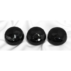 Vintage Faceted Black Glass Buttons Jet Mourning Style Metal Shank- Set of 3