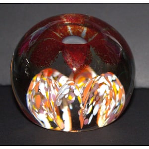 Gentile Glass West Virginia Art Glass Paperweight | Vibrant Red & Orange Design | Vintage Collectible
