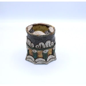Vintage Ceramic Vase With Intricate Handcrafted Patterns signed by Norris K Dalton